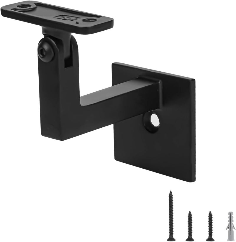 3TO Handrail Bracket- 1 Pack SS304 Adjustable Handrail Brackets L-Shape Heavy Duty Modern Design Wall Square Brackets for Stair Handrail (Matte Black) - Image 1